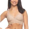 Felina Womens 2 Pack Lightweight Signature Stretch Lace Bralette(Evening Blue/Sheer Nude)