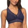 Felina Womens 2 Pack Lightweight Signature Stretch Lace Bralette(Evening Blue/Sheer Nude)