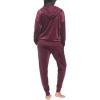 Felina Women’s 2 Piece Velour Track Suit, Hoodie and Jogger Lounge Set(Purple)