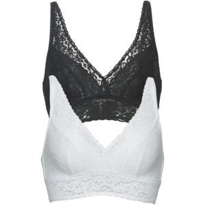 Felina Womens 2 Pack Lightweight Signature Stretch Lace Bralette(Black/White)
