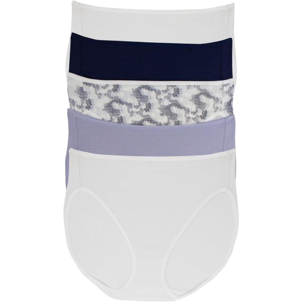 imageFelina Cotton Modal Full Coverage HiCut Underwear 5Pack Comfortable Cotton HiCut Underwear for WomenBlue Waters