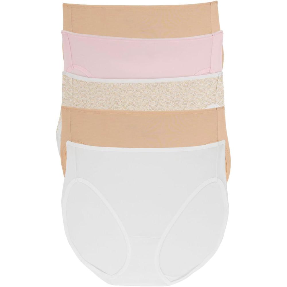imageFelina Cotton Modal Full Coverage HiCut Underwear 5Pack Comfortable Cotton HiCut Underwear for WomenSoft Hues