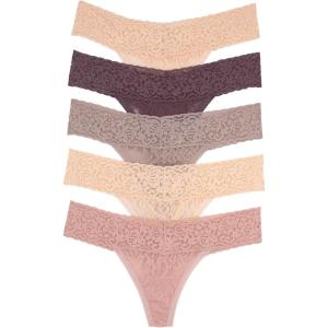 Felina | Signature Stretchy Lace Low Rise Thong | Panty(Chic Neutrals)