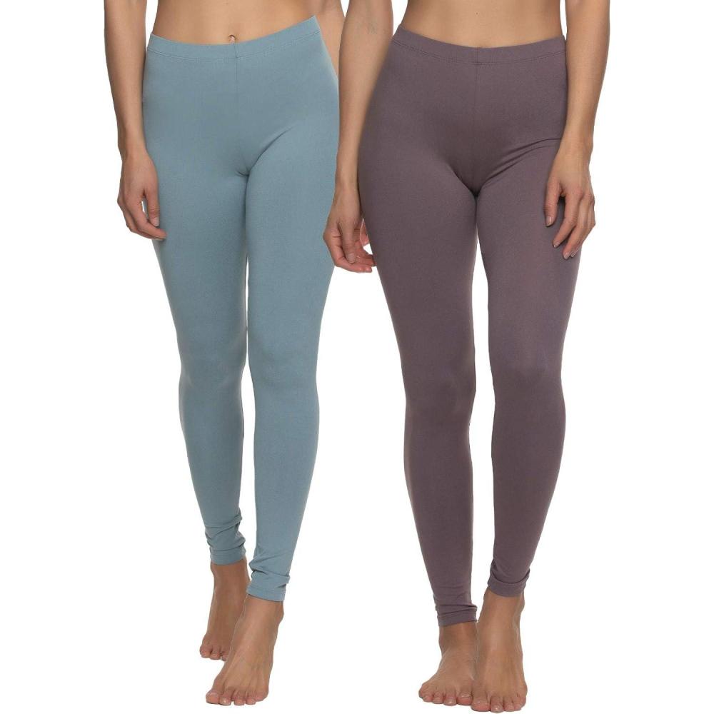 imageFelina Velvety Super Soft Lightweight Leggings 2 Pack Yoga Pants Workout ClothesVintage Indigo Plum Wine