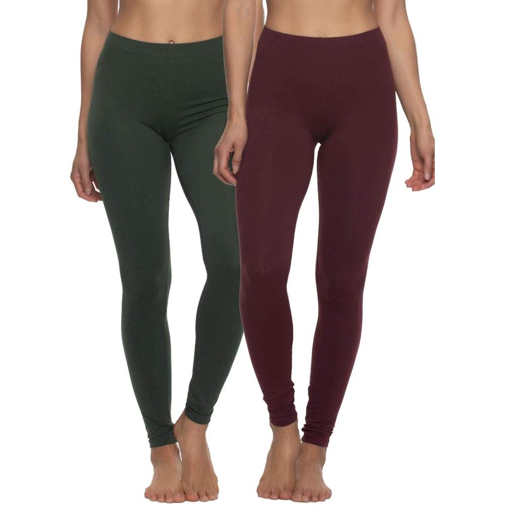 imageFelina Velvety Super Soft Lightweight Leggings 2 Pack Yoga Pants Workout ClothesWine Hunter Green