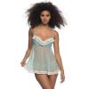 Felina Jezebel Women’s Ruffles Galore Babydoll with Hipster| Lingerie | Demi(Blue Salt)