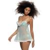 Felina Jezebel Women’s Ruffles Galore Babydoll with Hipster| Lingerie | Demi(Blue Salt)