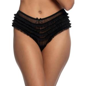 Felina Veil Mesh Ruffle Panty(Black)
