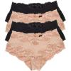 Felina Paramour Stripe Delight Hipster | Panty | 4-Pack | Lace | Plus Size(Black Fawn)