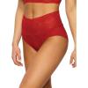Felina | Finesse Modern Mock-Wrap Brief | Panty | Lace | Full Coverage | Comfort(Tango Red)