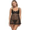 Jezebel Black Babydoll & G-String Set (Small) for Mature Women(Black)