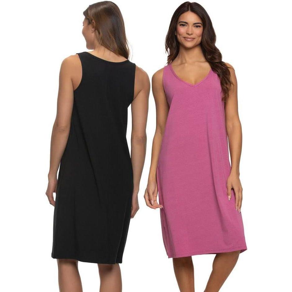 imageFelina Womens Cotton Modal Sleep Dress 2Pack BlackRaspberry