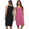 Felina Womens Cotton Modal Sleep Dress, 2-Pack Black/Raspberry