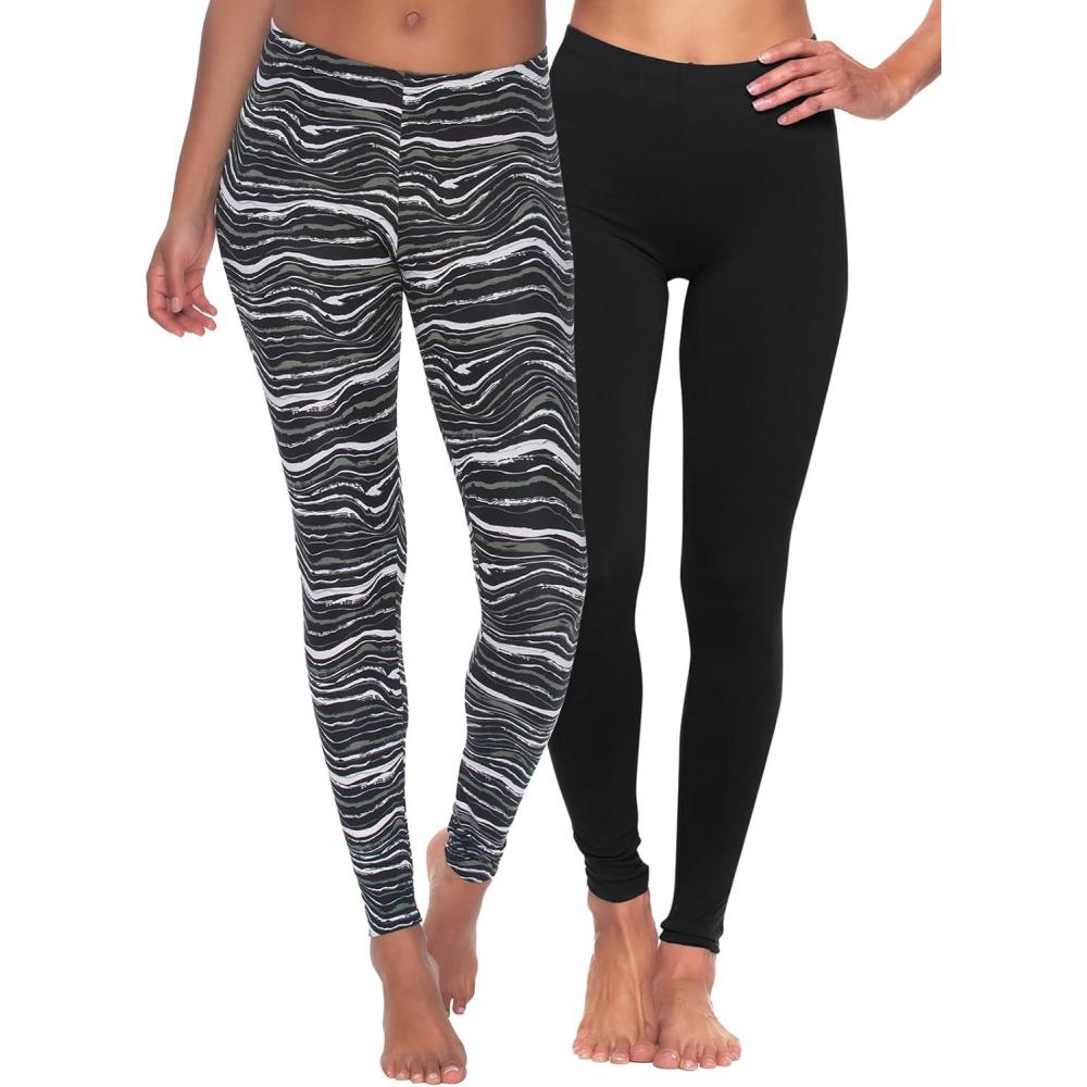 imageFelina Velvety Super Soft Lightweight Leggings 2 Pack Yoga Pants Workout ClothesBlack Wave