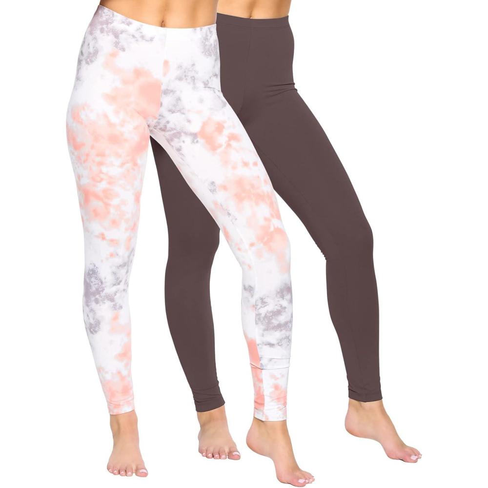 imageFelina Velvety Super Soft Lightweight Leggings 2 Pack Yoga Pants Workout ClothesTie Dye Raisin