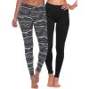 Felina Velvety Super Soft Lightweight Leggings 2 Pack – Yoga Pants, Workout Clothes(Black Wave)
