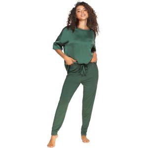 Felina Elysees Rich Satin Tee and Knit Jogger Set Pajama Set