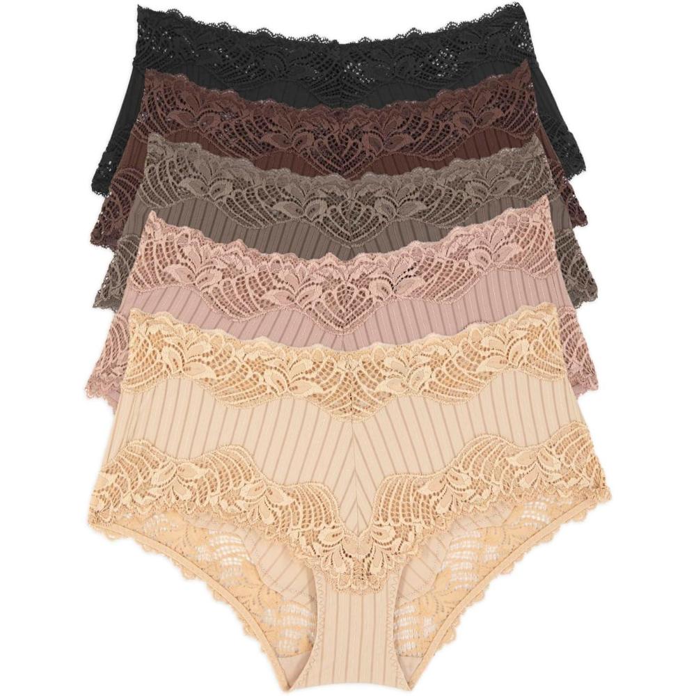 imageFelina Stripe Delight Hipster Panty 5Pack  Paramour Lace MidRiseAll About Basics