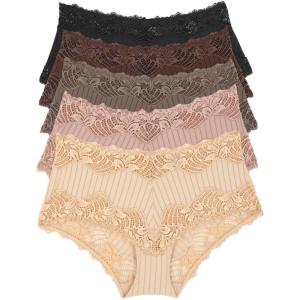 Felina Stripe Delight Hipster Panty 5-Pack | Paramour Lace Mid-Rise(All About Basics)