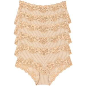 Felina Stripe Delight Hipster Panty 5-Pack | Paramour Lace Mid-Rise(Fawn)