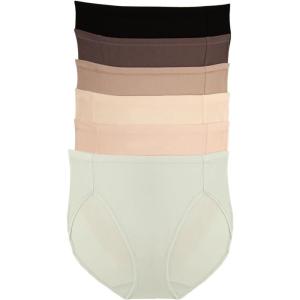 Felina Womens 6 Pack Super Stretch Cotton Hi-Cut Briefs(Cool Neutrals)