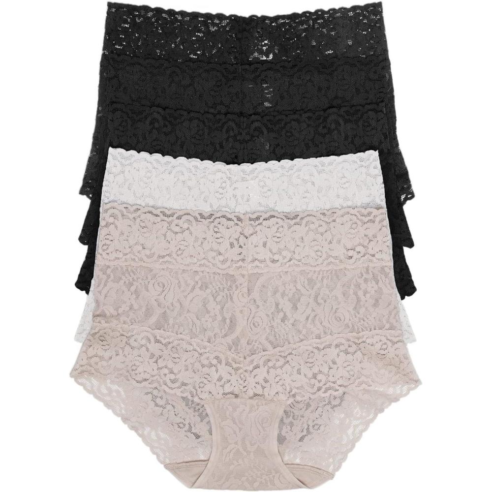 imageFelina Signature Stretchy Lace HiWaisted Boyleg Panty 5PackBlack White Bare