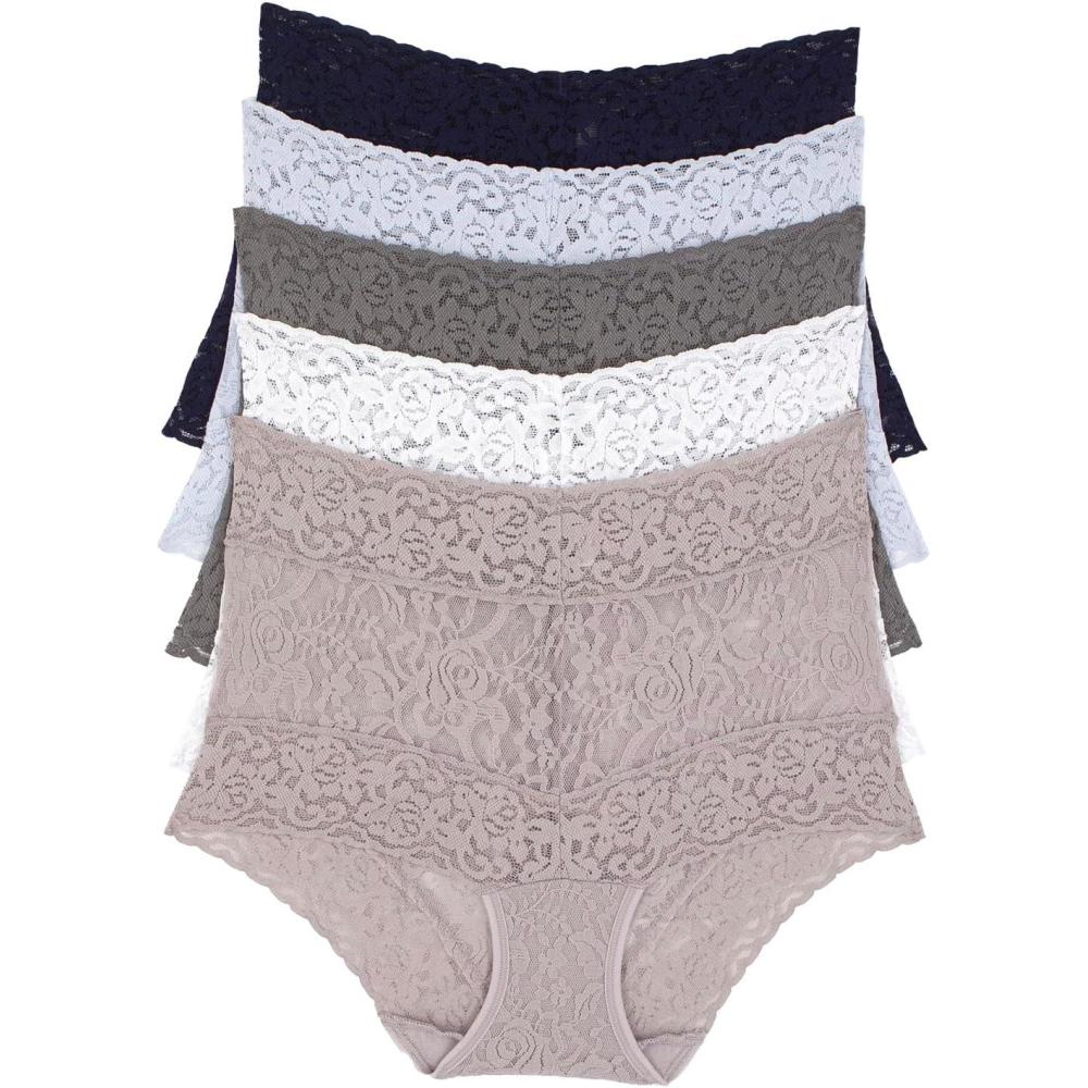 imageFelina Signature Stretchy Lace HiWaisted Boyleg Panty 5PackBlue Horizon