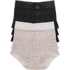 Felina | Signature Stretchy Lace Hi-Waisted Boyleg Panty 5-Pack(Black White Bare)