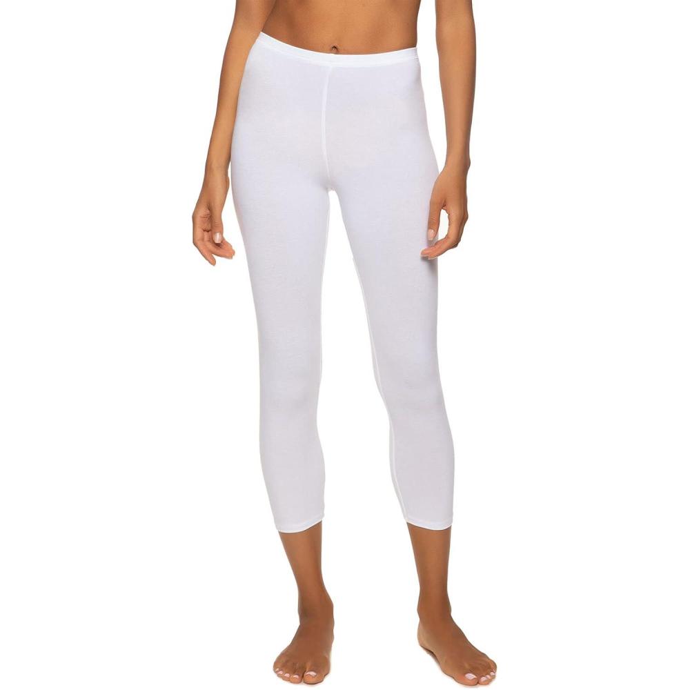 imageFelina Womens Cotton Modal Capri LeggingsWhite