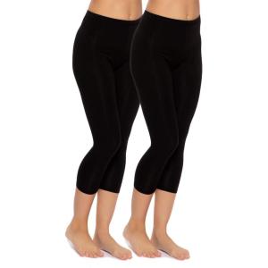 Felina | Cotton Modal Capri Leggings 2-Pack | Lightweight & Soft(Black/Black)