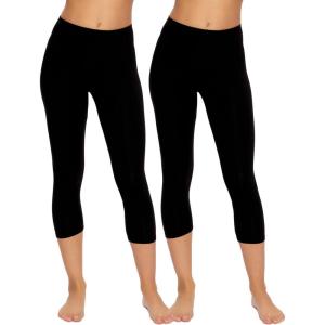 Felina – Velvety Soft Capri Legging 2-Pack – Women’s Capri Leggings for Workout and Lounge, Soft Capri Yoga Pants(Black)