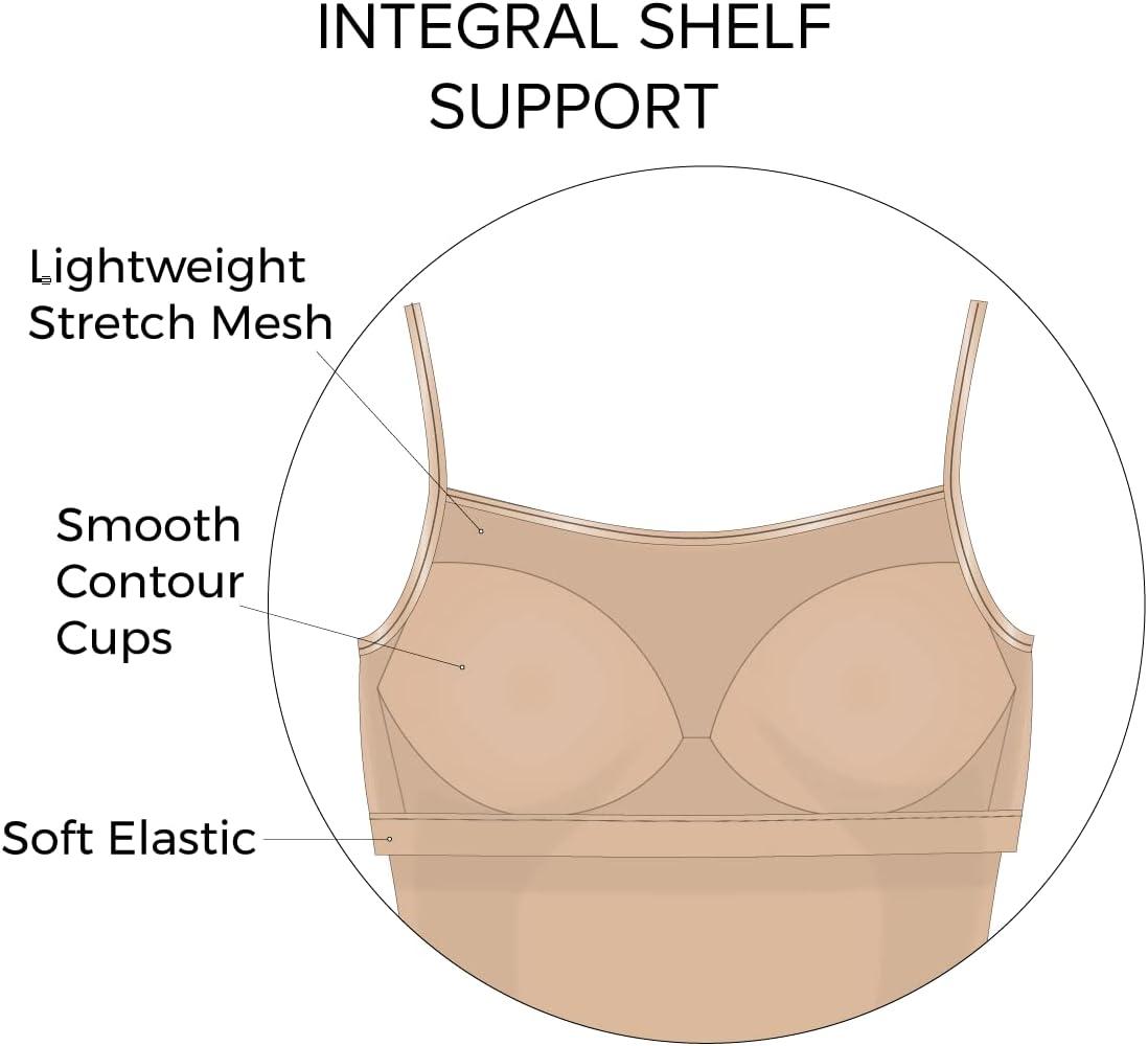 imageFelina 2Pack So Smooth Modal Cami Top with Hidden Built in Shelf Bra SupportBlack Warm Neutral