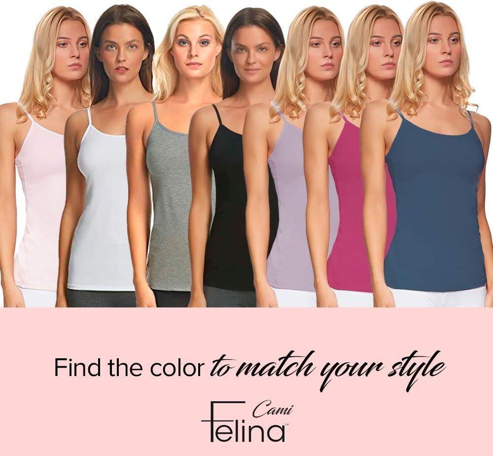 imageFelina Womens Cotton Modal Camisole Adjustable Cotton Tank TopNavy White Grey