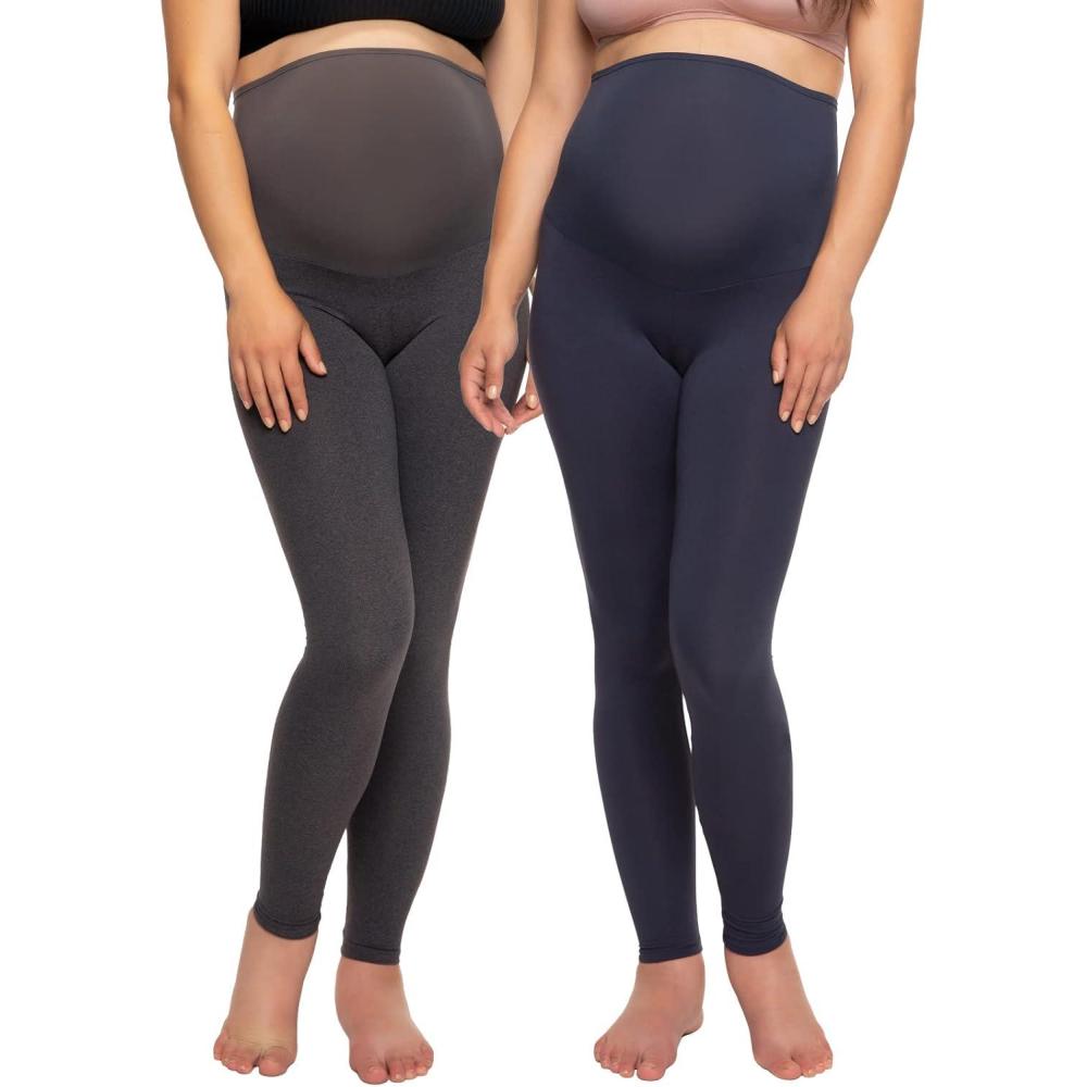 imageFelina Velvety Soft Maternity Leggings for Women Yoga Pants for Women Maternity Clothes 2PackNavy Charcoal
