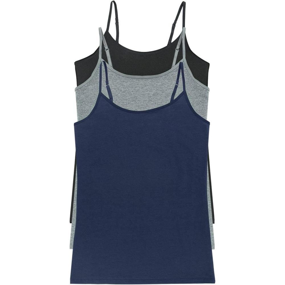imageFelina Womens Cotton Modal Camisole Adjustable Cotton Tank TopBlack Grey Navy