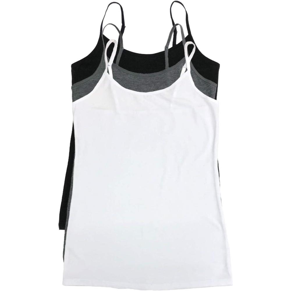 imageFelina Womens Cotton Modal Camisole Adjustable Cotton Tank TopBlack Grey White