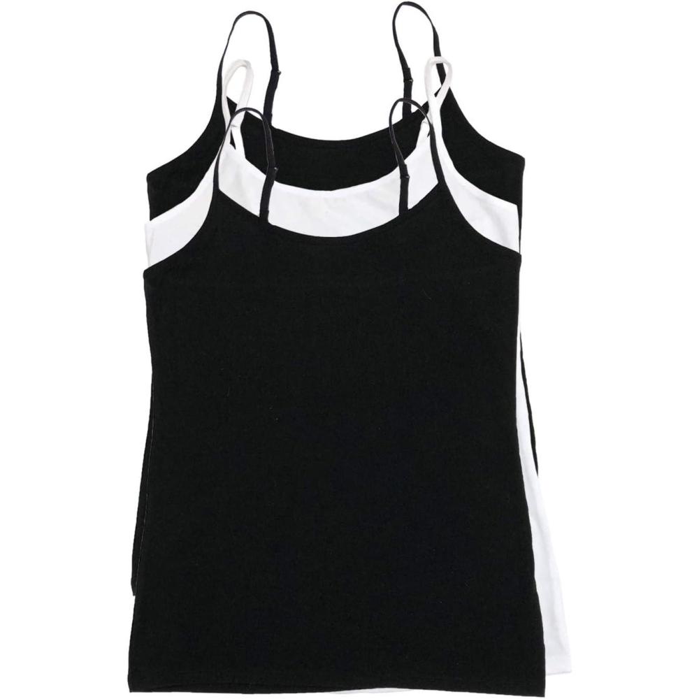 imageFelina Womens Cotton Modal Camisole Adjustable Cotton Tank TopBlack White