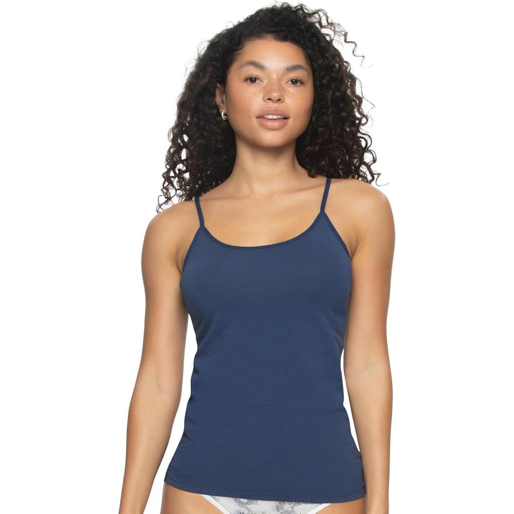 imageFelina Womens Cotton Modal Camisole Adjustable Cotton Tank TopNavy