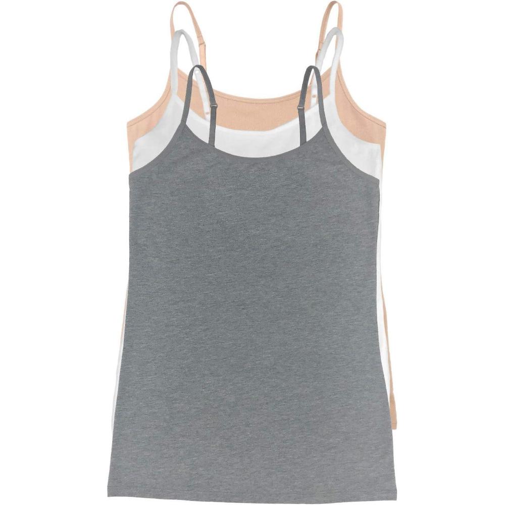 imageFelina Womens Cotton Modal Camisole Adjustable Cotton Tank TopNude White Grey