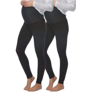 Felina Velvety Soft Maternity Leggings for Women – Yoga Pants for Women, Maternity Clothes – (2-Pack)(Black 2-pack)