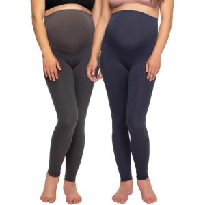 Felina Velvety Soft Maternity Leggings for Women – Yoga Pants for Women, Maternity Clothes – (2-Pack)(Navy Charcoal)
