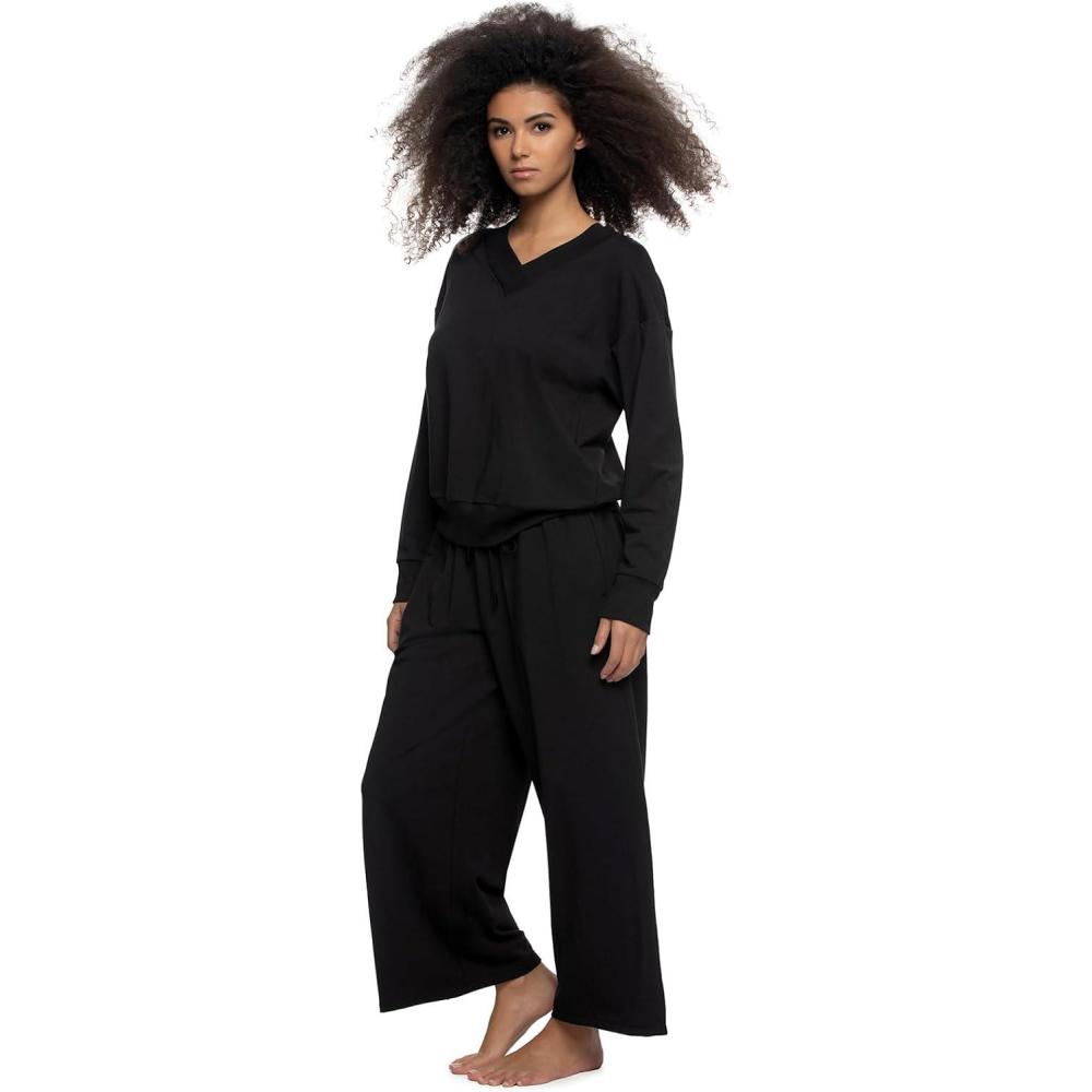 imageFelina Kimora VNeck Sweatshirt amp Wide Leg PantBlack