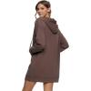 Felina Kimora V-Neck Hoodie Sweatshirt Dress(Deep Taupe)