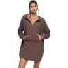 Felina Kimora V-Neck Hoodie Sweatshirt Dress(Deep Taupe)