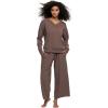 Felina Kimora V-Neck Sweatshirt & Wide Leg Pant(Deep Taupe)