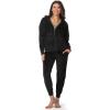 Felina Luxe Velour Zip Hoodie Set Black, XS