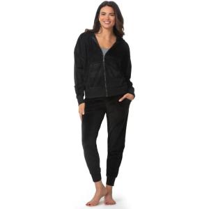 Felina Luxe Velour Zip Hoodie Set Black, XS