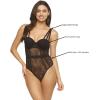 Felina Jezebel Anika Lace Bodysuit, Thong Back with Push Up Bra Cups, Womens Sexy Body Suits(Sapphire Sky)