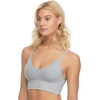 Felina Ladies’ Seamless T-Back Wire Free Bralette with Removable Pads 2-Pack (Small, Grey Heather/Solid Black)