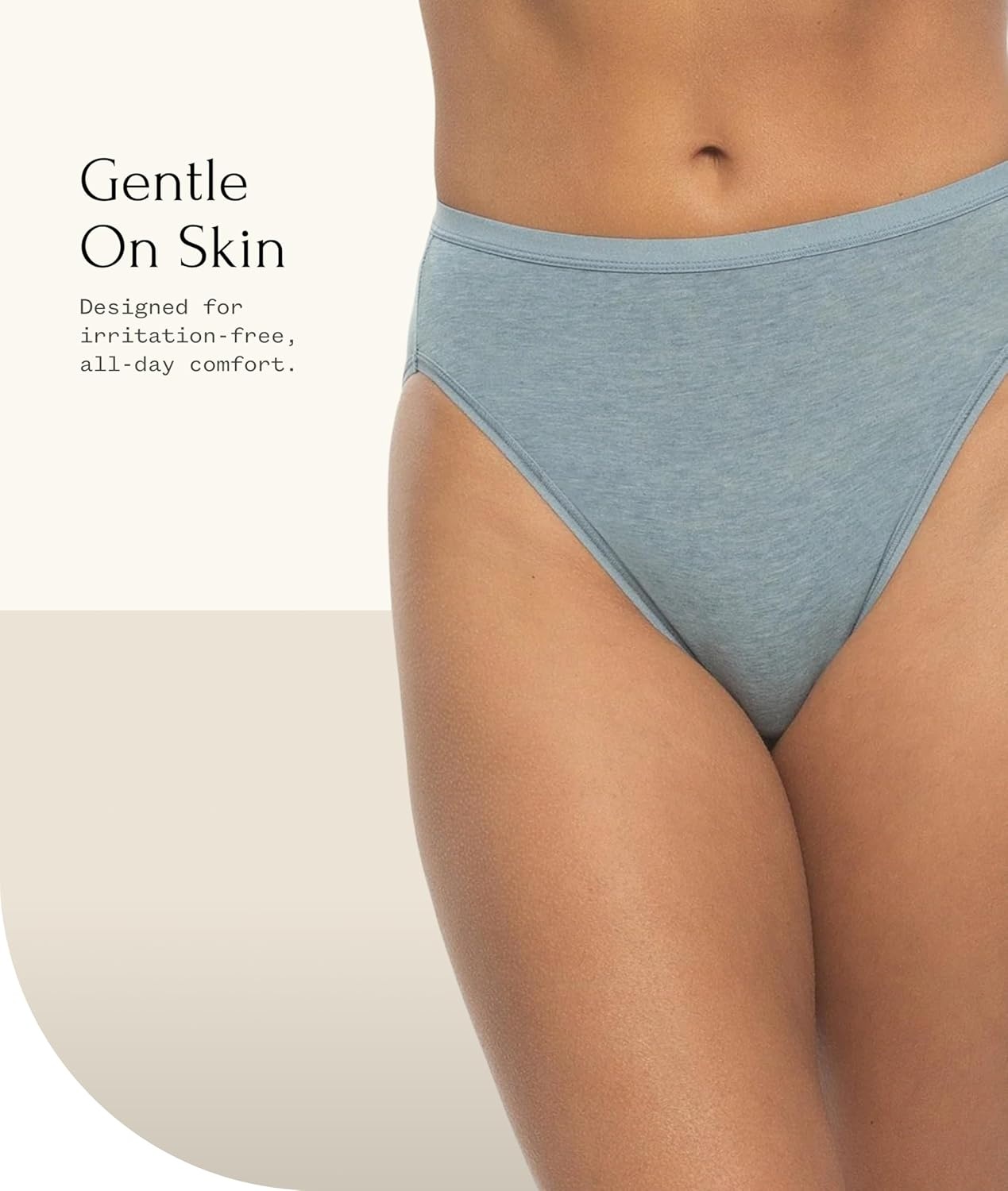 image:imageFelina Womens Organic Cotton Stretch Hi Cut Panty 5Pack UnderwearSky Neutral